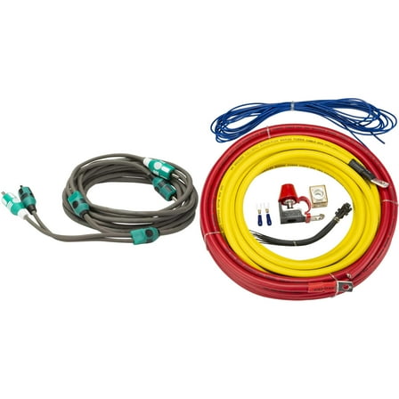 Kicker 47KMPK4 Marine 4awg Amp Power Kit & 47KMI3 3 Meter RCA Cable