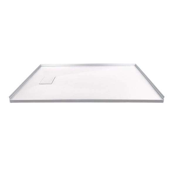 Transolid Trimslate 60-in x 36-in Zero Threshold Tub Replacement Shower Base with End Drain, White