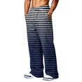 thumbnail image 6 of LTTVQM Men's Striped Wide Leg Pants Outdoor Horizontal Stripe Relaxed Fit Adjustable Drawstring Waist Casual Athletic Full Length Trousers Blue XL, 6 of 7
