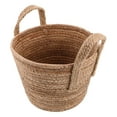 thumbnail image 3 of Cesta de mimbre decorativa para plantas de algas marinas, hecha a mano, con asas trenzadas, redonda y natural, para mantas y plantas, 3 of 8
