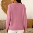 thumbnail image 4 of LWavelet Waffle-Knit V-Neck Cardigan Women Cozy Fall Casual Soft Loose Versatile Outerwear Pink L, 4 of 4