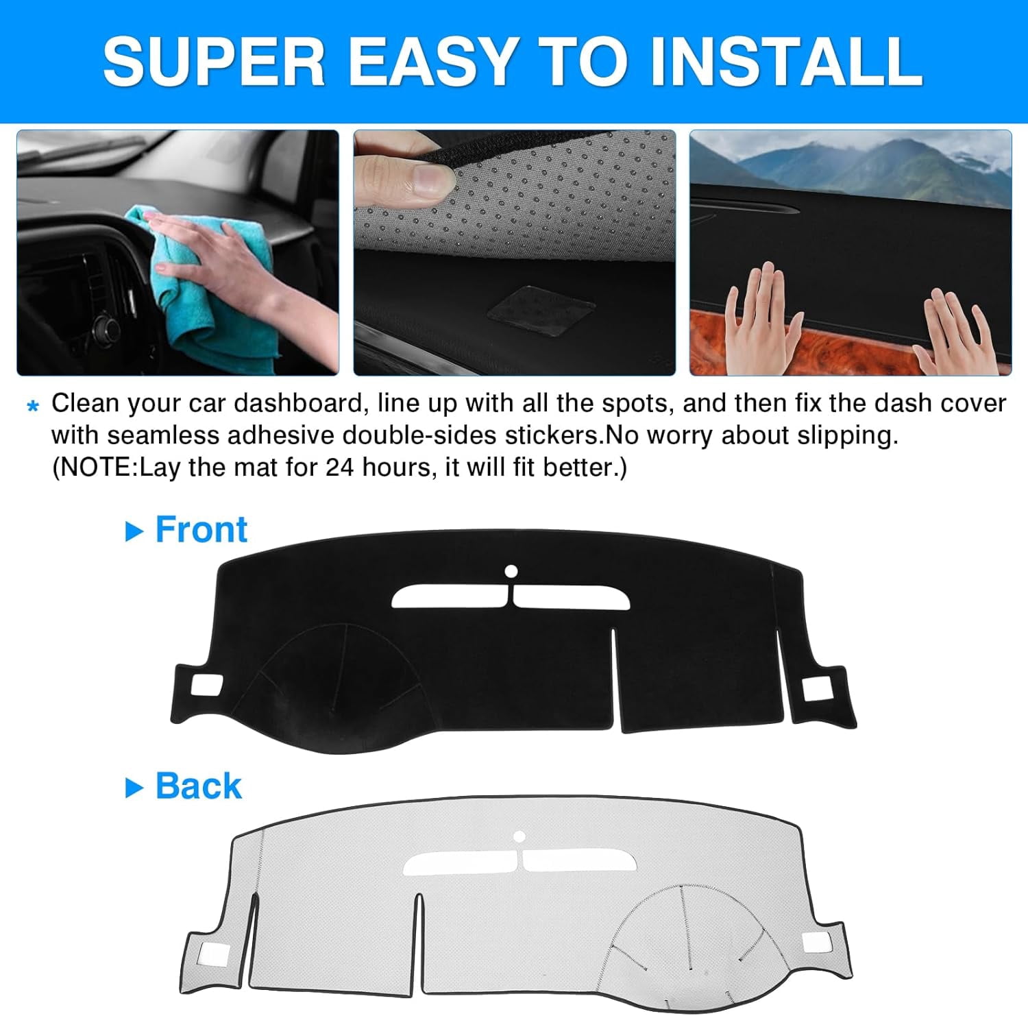 Canvcle Dashboard Cover Mat for 2007-2014 Chevrolet Tahoe Suburban/GMC Yukon XL&2007-2013 Chevy Avalanche Silverado 1500 2500 3500 LTZ/GMC Sierra SLT Denali Accessories Upgrade Velvet Dash Cover