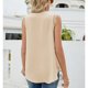 thumbnail image 4 of Camiseta sin mangas para mujer con cuello en V y encaje holgado, color sólido, camisa casual de gasa fresca para uso diario, 4 of 6