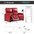 thumbnail image 3 of Weilianda Astronaut Zero Gravity Home Theater Seating Top Grain Leather Recliner Sofa Power Headrest Footrest with Carbon Fiber Tray Table, Tablet Stand, Cup Holders Row of 2 Loveseat Red, 3 of 5