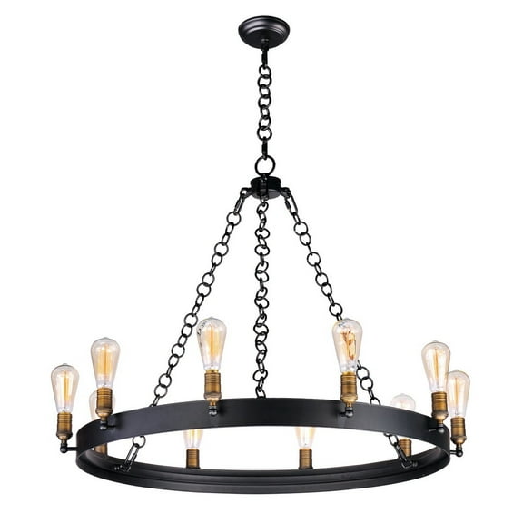 -Ten Light Chandelier-37.5 Inches Wide By 28 Inches High     -Traditional Installation Maxim Lighting 26275Bknab