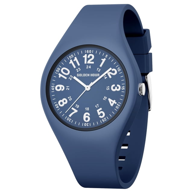 dorado HOUR - Relojes deportivos impermeables unisex para enfermeras profesionales médicos, estudiantes, esfera de fácil lectura, correa de silicona de gelatina, Azul/Azul, Japon