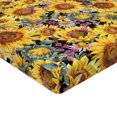 thumbnail image 4 of Ambesonne Sunflower Fitted Sheet, Vintage Floral Summer Art, Queen Size, Mustard Purple and Sea Green, 4 of 5