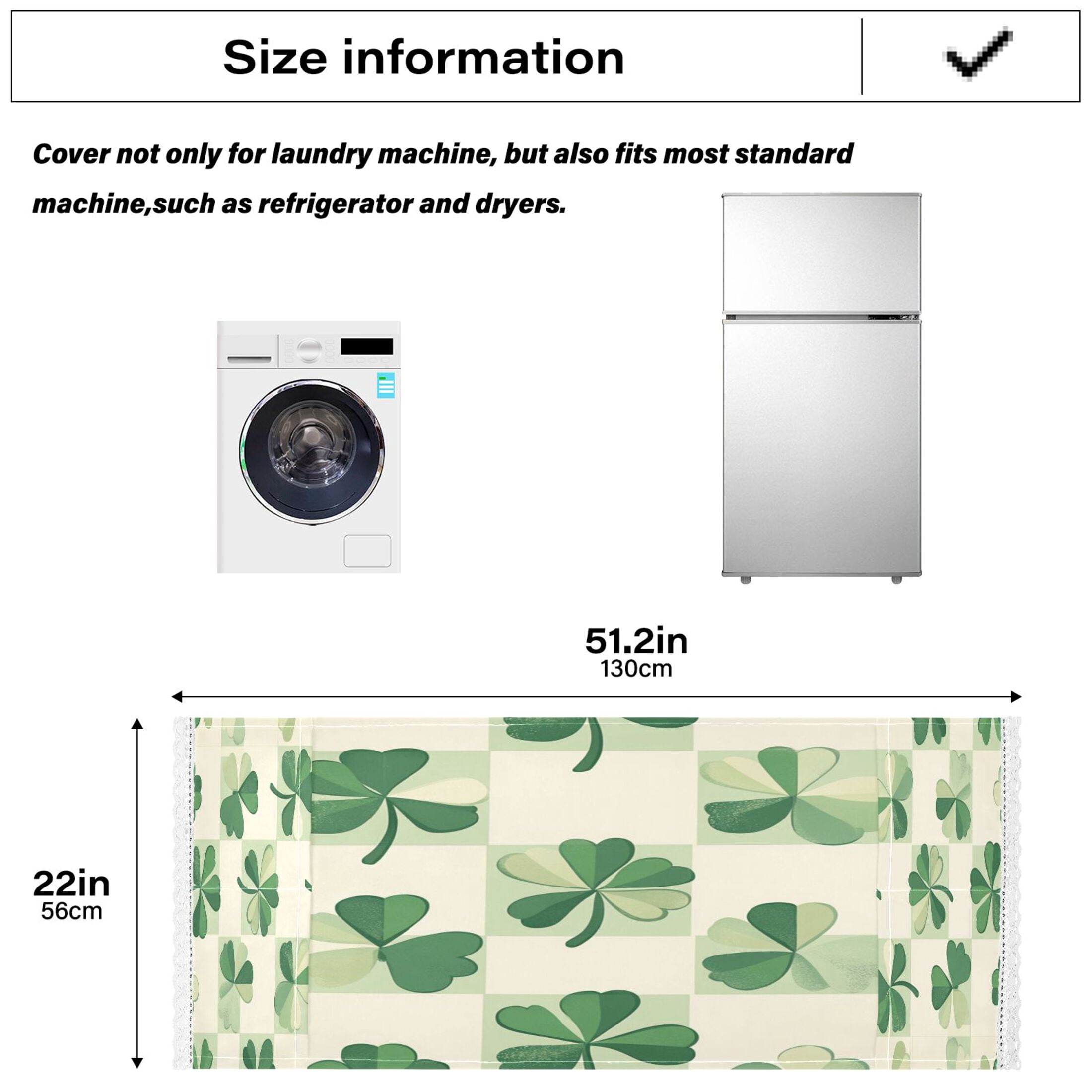 WOBOGO St Patricks Lucky Clover Washing Machine Cloth Dryer Refrigerator Top Cover Protective Non-Slip Mat For Kitchen Laundry