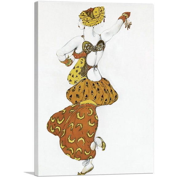 ARTCANVAS Costume Design Orange Yellow 1913 Canvas Art Print by Leon Bakst - Size: 12" x 8" (0.75" Deep)