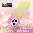 thumbnail image 4 of Rosebono Compatible With iPhone 16 Pro Max Case, Hybrid Glitter Sparkle Transparent Colorful Gradient TPU Skin Cover Protection Case (Gold/Pink), 4 of 4