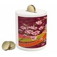 thumbnail image 2 of Flower Piggy Bank, Oriental Backdrop Sakura Blossom Japanese Cherry Tree Print, Ceramic Coin Bank Money Box for Cash Saving, 3.6" X 3.2", Pale Pink Orange, by Ambesonne, 2 of 4