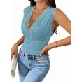 thumbnail image 3 of Justaucorps en Dentelle Transparents pour Femmes Sans Manches à Col en V Profond Bleu Pâle m, 3 of 7