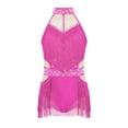 thumbnail image 3 of TSSOE Kids Girls Tassel Latin Dance Dress Shiny Fringe Skirt Halter Bodysuit Ballroom Jazz Salsa Dance Leotard Pink 6, 3 of 5