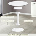 thumbnail image 6 of 31.5" Round Tulip Table in White, Mid-Century Modern Dining Table with Square Top and Pedestal Base, Conference Pedestal Desk, Leisure Coffee Table, Seat for 2-4, Max Loading 330lbs, K2038, 6 of 8