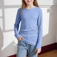 thumbnail image 4 of FAIWAD Toddler Girls Long Sleeve Shirts Crewneck Plain Soft T-Shirts Kids Cute Ruffle Tops, 1-10Y, 4 of 9