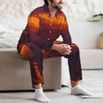 thumbnail image 7 of Uemuo Sunset Valley Western Cowboy Pattern 2-Piece Loungewear Set - Men’s Soft Sleepwear, Cozy Winter PJs, Comfy Sleep Set-X-Large, 7 of 7