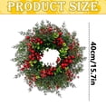 thumbnail image 3 of Artificial Norfolk Pine Christmas Wreath,15.7 Inch Front Door Greenery Wreath with Eucalyptus Leaves, Red Berries, Hanging Wreath for Wall, Window, Indoor Outdoor Winter Holiday Decor,1Pc, 3 of 4