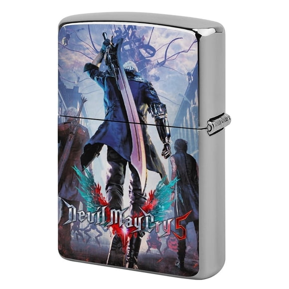 Devil May Cry-theme Copper Metal Lighter Shell, Premium Replacement Refillable Lighter Case with Durable Metal Construction, Compatible with Zippo and Most Standard Lighter Models