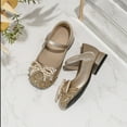 thumbnail image 6 of Gubotare Girls Evening Dress Shoes Girls Youth Pageant Rhine Stone Mary Jane High Heel Dress Shoes (Gold,Big Kids 1.5), 6 of 9