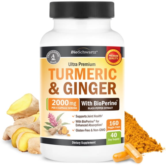 BioSchwartz Turmeric Curcumin 2000mg with Ginger and Black Pepper, Joint Health & Immune Support, 160 Count