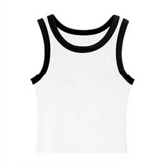 WMTBSRSW Sports Crop Tank Tops for Women Color Block Cropped Workout Tops Smock Neck Running Yoga Tanks Slim Fit Basic Sleeveless Gym Shirts