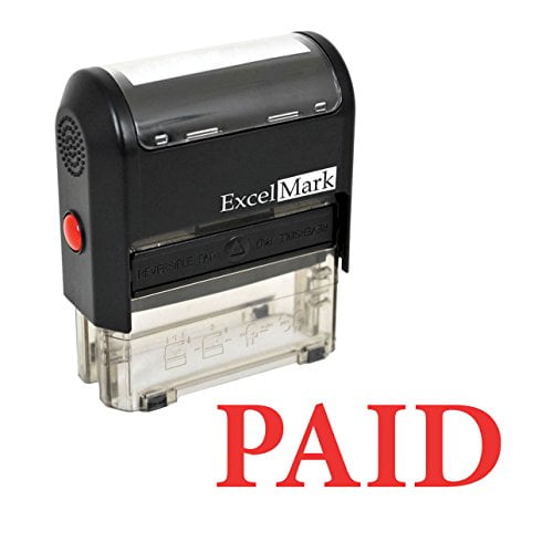1.25 x 0.4 inches 2x Paid Self Inking Stamps Rubber Stamp for Office Red Ink 