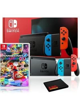 Nintendo Switch with Neon Blue and Red Joy-Con Bundle with Mario Kart 8 Deluxe