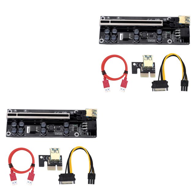 crativent PCI-E 1x to 6x USB 3.0 Extender Card Electronic Adapter Accessories Black Slot Red Cable 2Set