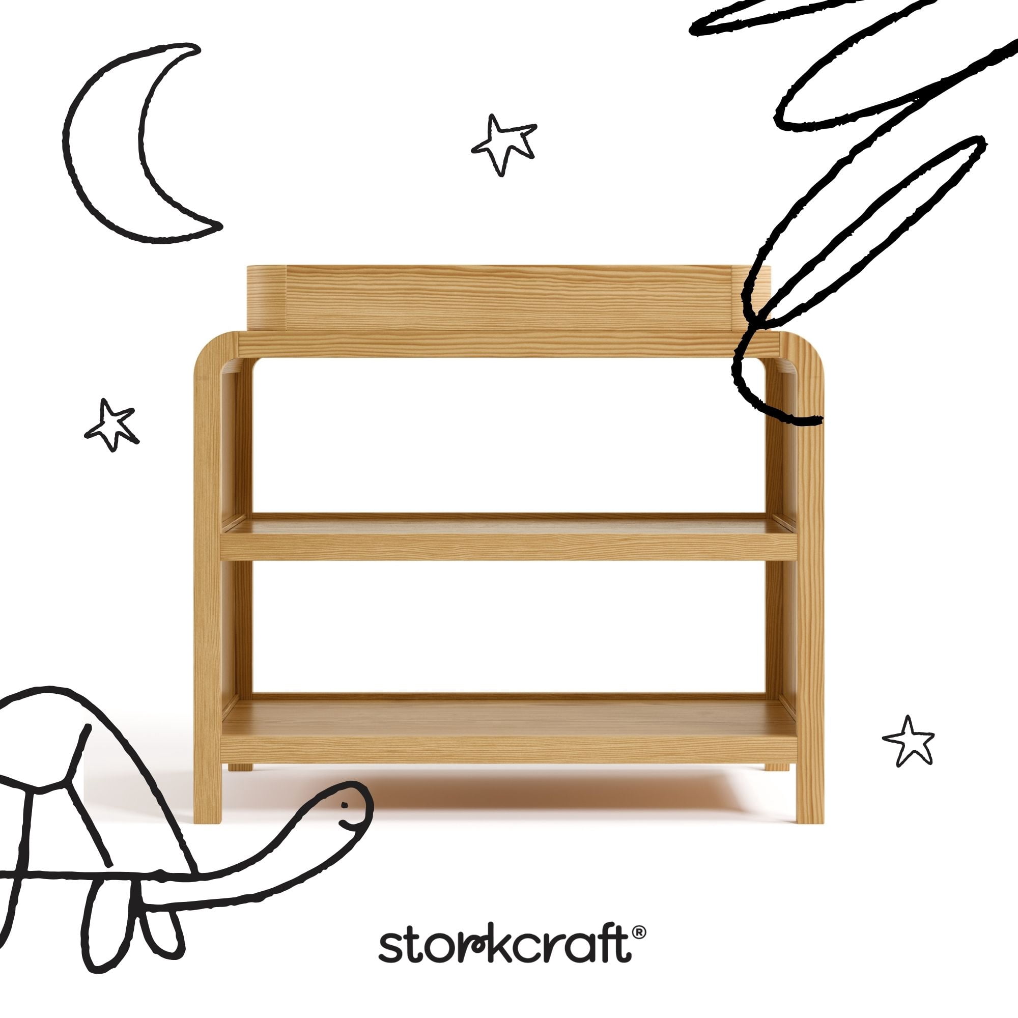 Storkcraft Santos Changing Table with Removable Infant Changing Table Topper, Natural