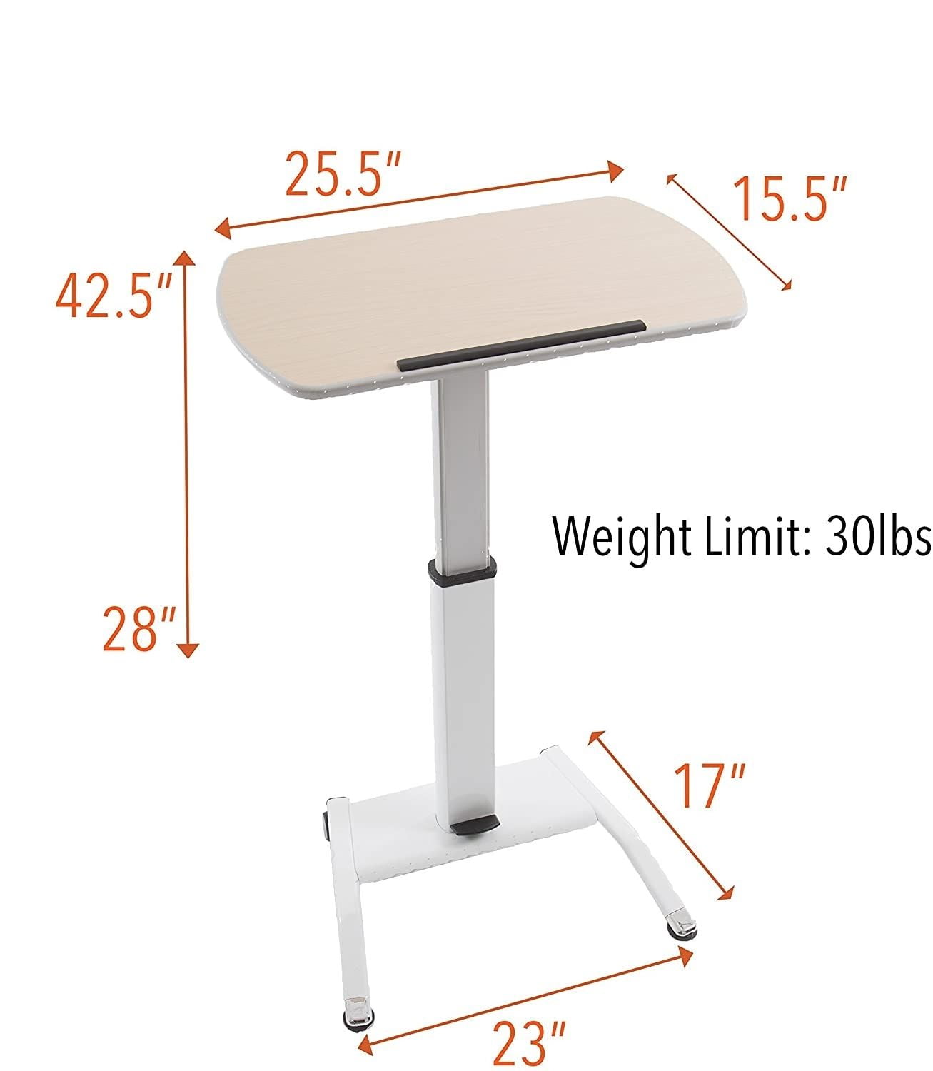 Stand Steady Tilting Mobile Podium | Height Adjustable Laptop Stand with Wheels and Tilting Desktop | Mobile Workstation & Portable Standing Desk | Rolling Laptop Table for Office & Home (Maple Print)