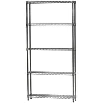 Shelving Inc. 8" d x 36" w x 96" h Chrome Wire Shelving with 5 Tier Shelves, Weight Capacity 800lbs Per Shelf