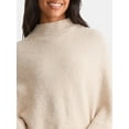 thumbnail image 4 of Time and Tru Women's Mock Neck Poncho, S/M, Oatmeal, 4 of 5