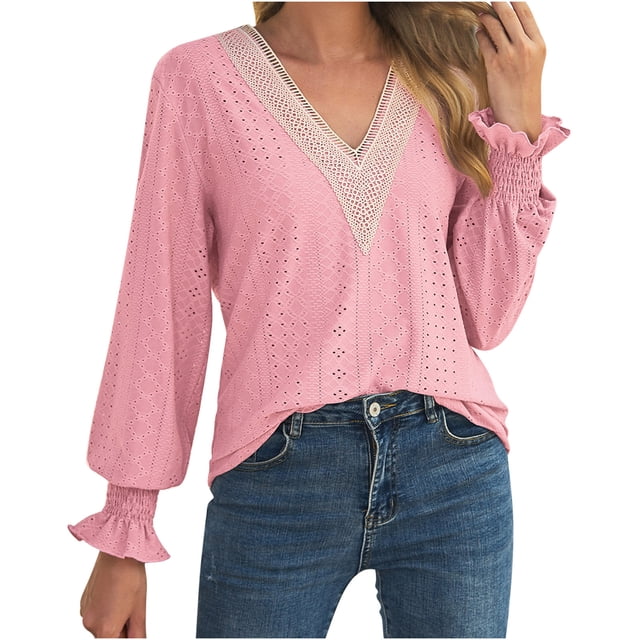 Pompotops Mode Décontractée Printemps Été Manches Longues Blouses & Chemises en Solde