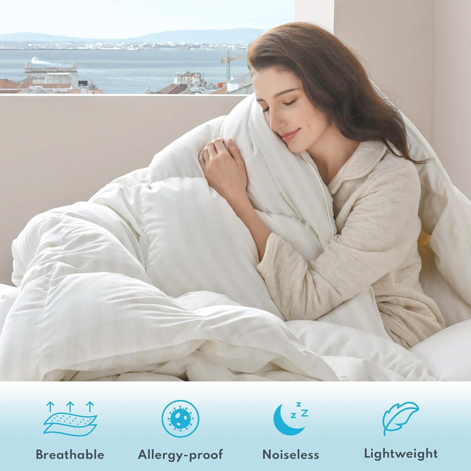 Down Feather Comforter King Size - High Fill Power All Season Duvet Insert, Luxurious Hotel Medium Warmth Bedding Comforter (106”x90”)
