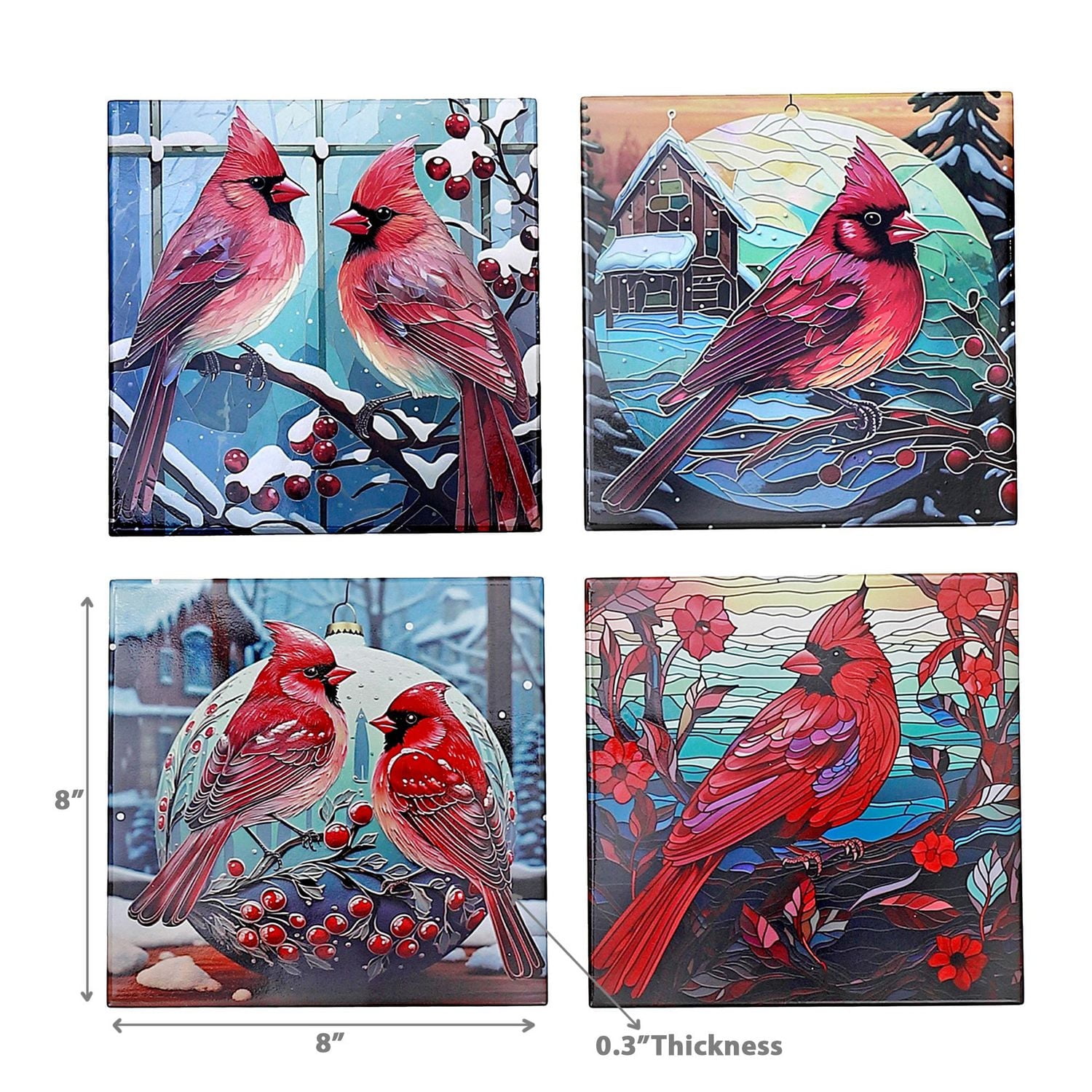 Dessous De Plat Carré En Céramique Cardinal - Lot De 4