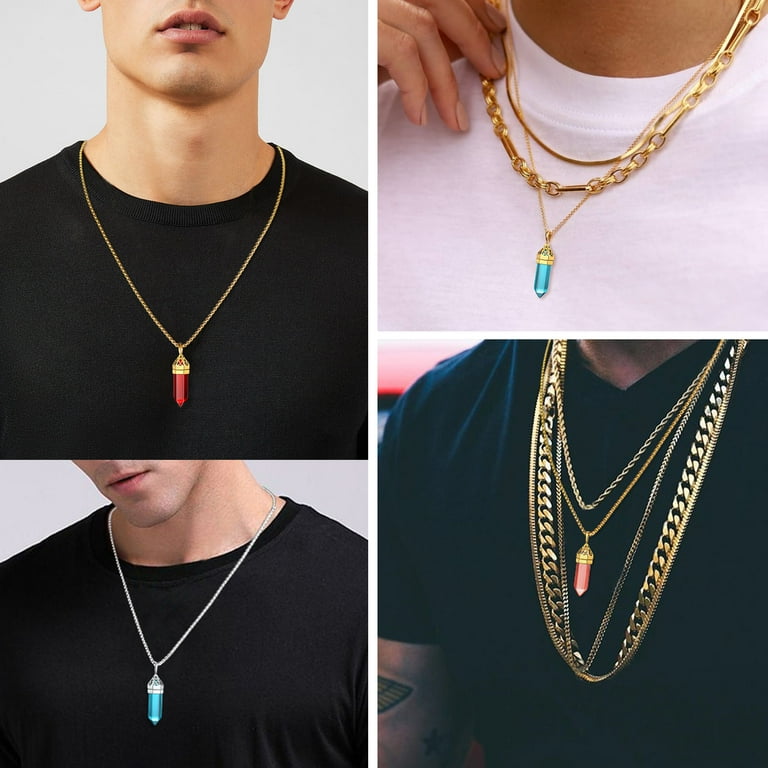 Bestyle Synthetic Turquoise Pendant Necklace Healing Crystal Necklace Celtic Knot December Birthstone Jewelry for Women Men