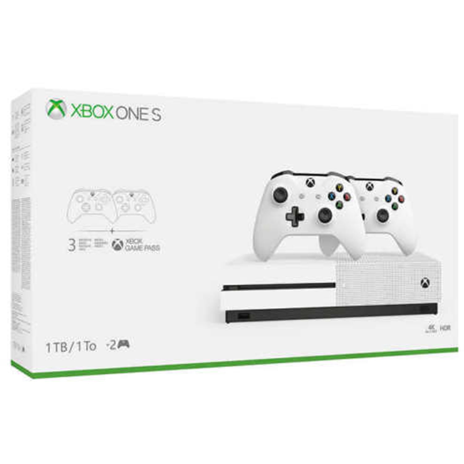 Microsoft Xbox One S 1tb With Two Controller Bundle White