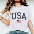 thumbnail image 6 of Lovskoo Women's Summer Tops Trendy Independence Day Printed Short Sleeved Round Neck T-Shirt Top White, 6 of 7