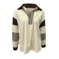 thumbnail image 6 of Yteetum Women's Oversized Striped Sweatshirts V Neck Drop Shoulder Long Sleeve Patchwork Pullover Sweatshirts Top Womens Casual Colorblock Loose Fits Long Sleeve Hoodless Sweatshirt Fall Clothes, 6 of 8