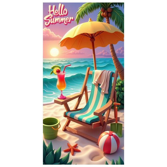 Decorative Design Hello Summer Beach Party Vacation Banner for Outdoor Events Seaside Gatherings Tropical Themes