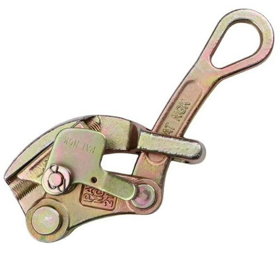 2 Ton Wire Rope Jaw Clamp Electricity Cable Grip Pulling Non-Slip Mini Tightening Multifunctional Tool Carbon Steel,1 * Wire Rope Jaw Clamp,Gold