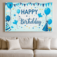 thumbnail image 5 of Blue Themed Happy Birthday Banner with Balloons Stars and Party Hats Background Decoration for Birthday Party Photography Props Party Supplies Decorations, 5 of 8