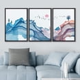 thumbnail image 3 of IDEA4WALL Framed Canvas Print Wall Art Set Pastel Watercolor Abstract Wave Forest Nature Wilderness Modern Art Decorative Landscape Rustic for Living Room, Bedroom, Office - 24"x36"x3 Black, 3 of 5