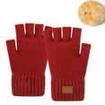 thumbnail image 2 of Women Gloves Winter Thermal Half Finger Knitted Warm Touchscreen Texting Mittens for and Cold Weather Hand, 2 of 4