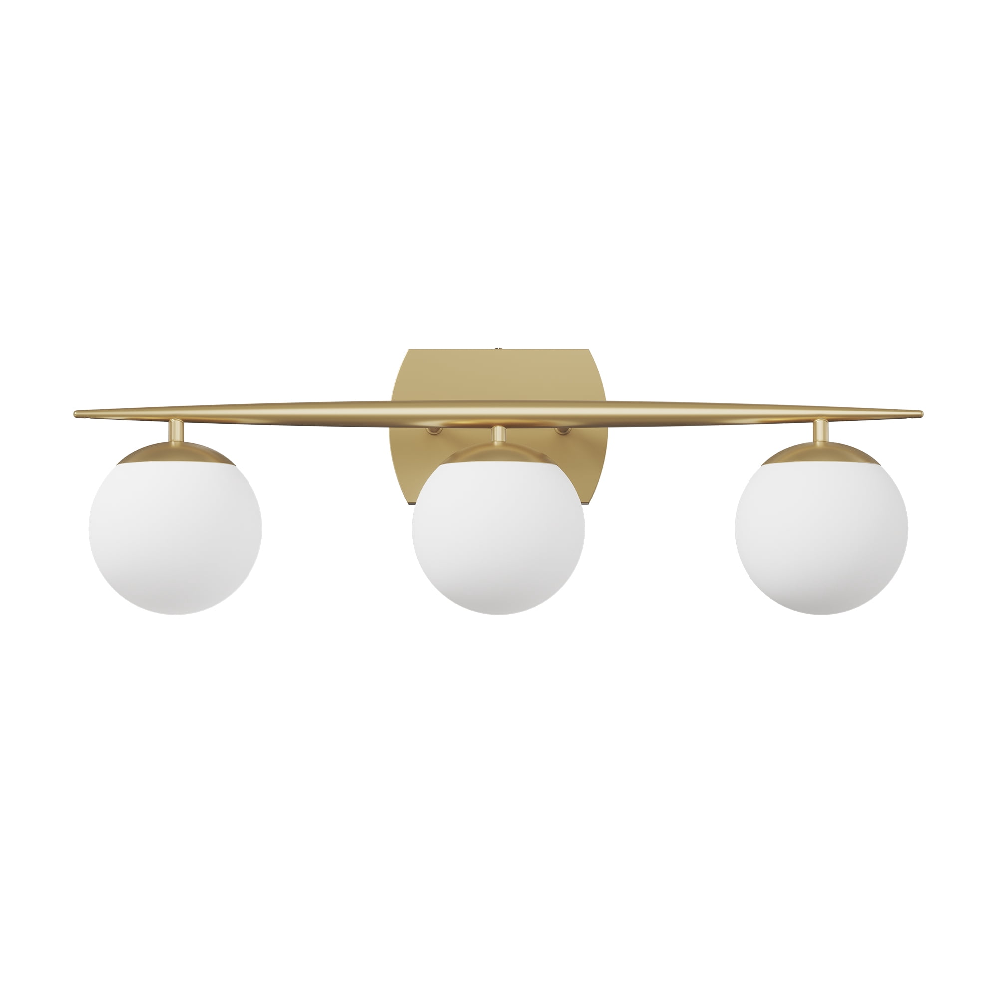 Gold Vanity Lighting Fixtures, 4-Light 34.7 Inch Modern Bathroom Light with Milky White Frosted Glass Shades, Wall Lights for Bathroom, Bedroom, Living Room（G9 Bulb not Included）