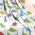 thumbnail image 3 of White Cartoon Dinosaurs Pattern Blanket,Comfortable Soft Flannel Throw Blanket,All Season,Warm Lightweight Blankets for Sofa Bed Couch Living Room Chair,30"x40", 3 of 4