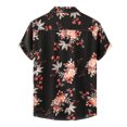 thumbnail image 4 of Camisas Y Playeras Camisa Casual Fashion de hombres Tops Floral Hawaii Impreso Camisa de manga corta Camisa suelta de Button (Black, XL), 4 of 6