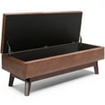 thumbnail image 3 of Simpli Home Owen 48" Faux Leather Mid Century Storage Ottoman in Saddle Brown, 3 of 7