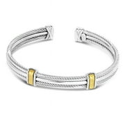 18K Sterling Silver Polished Italian Cable Bangle