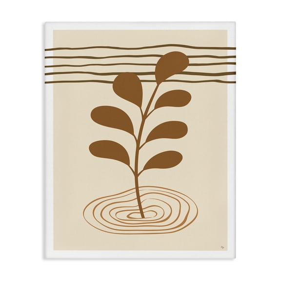 Stupell Industries Mid-Century Contemporary Earthy Leaf Canvas Art, 16 x 20, by Martina Pavlova